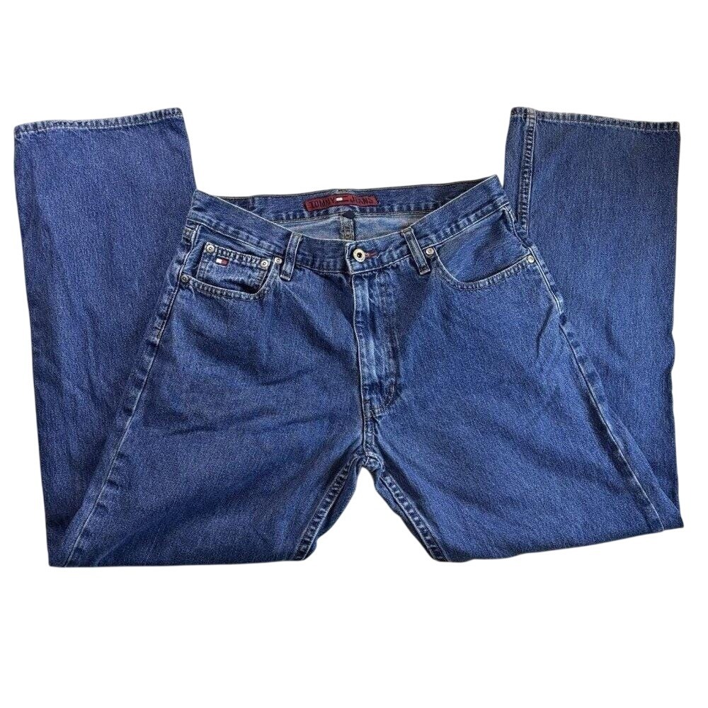 Tommy Jeans Mens 32x30 Medium Wash Blue‎ Straight Leg Denim Vintage 90s Style
